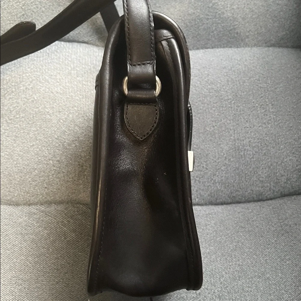 Brighton Black Leather Crossbody w/ Faux Alligator Trim
